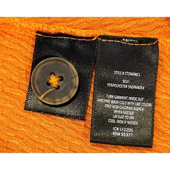 Sanctuary Link Up Tie Tee Orange Button Front Chrinkled Textured Tie Front Sz Lg - Picture 5 of 8